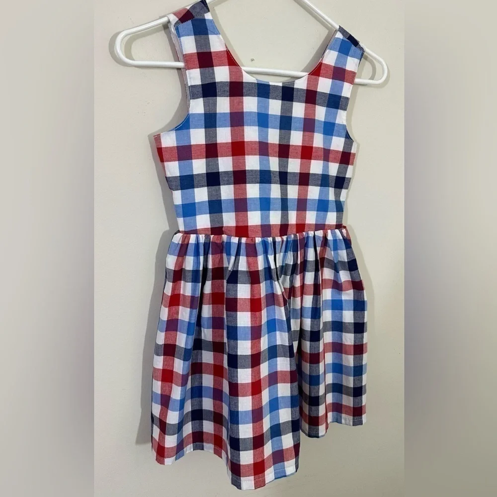 Cat & Jack sz  7 - 8. Dress in red, white and blue plaid fit an flair
